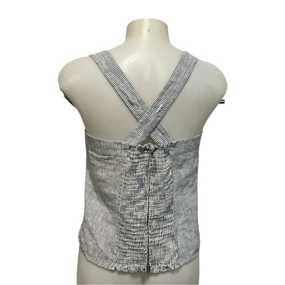 Quince 100% European linen blue pinstripe fitted tank large NWT - Picture 2 of 12